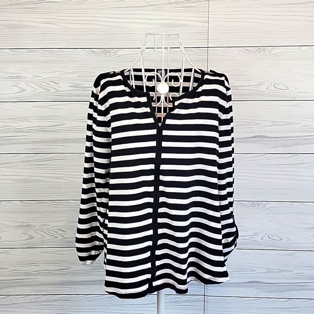Ann Klein sport striped casual top Women's Size M
